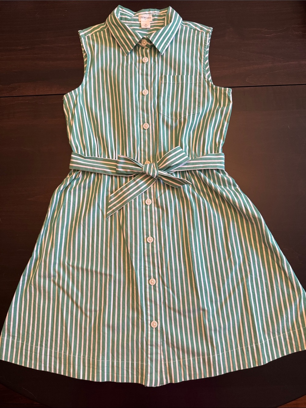 Crewcuts Green Stripe Shirt Dress with Tie Belt - Kids